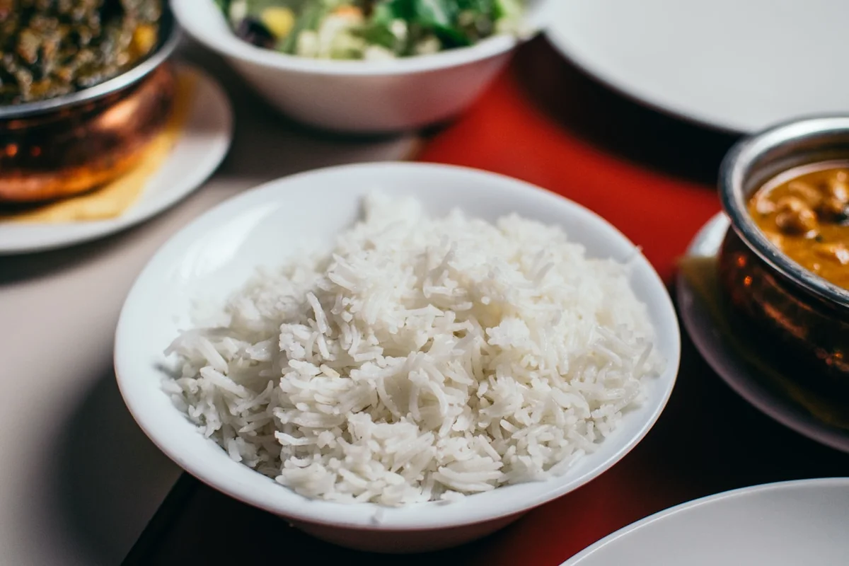 A bowl of cooked long-grain rice