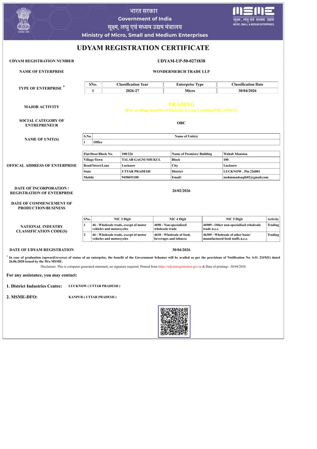 Preview of Udyam/MSME Registration